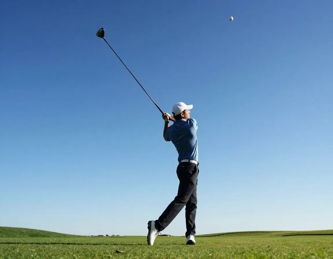 High launch angle driver strike ball ascending steeply