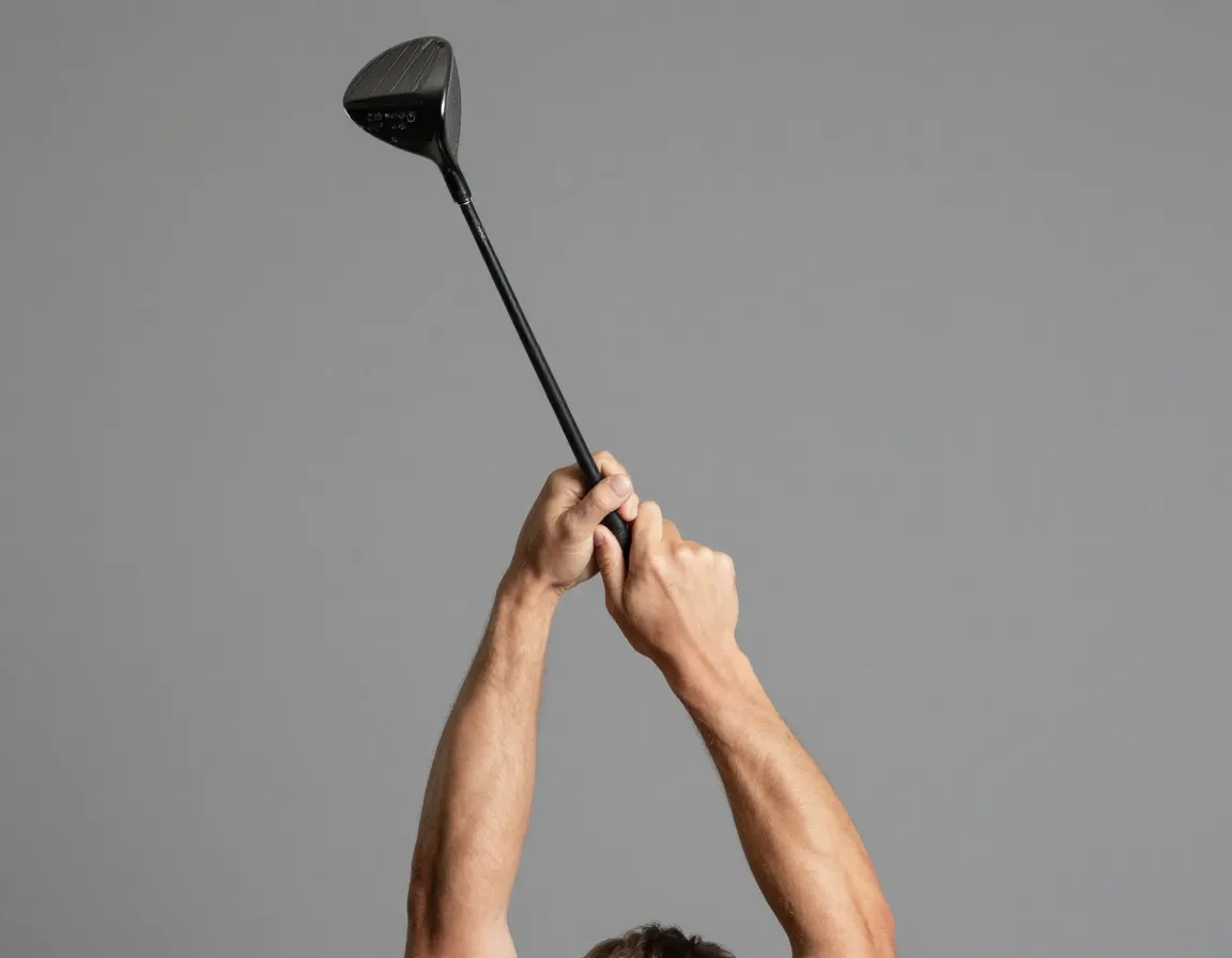 Golfer demonstrating forearm rotation setting the club