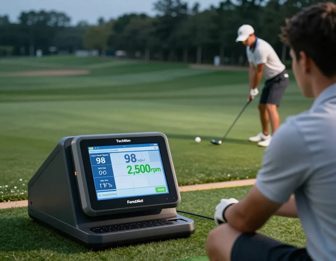 Launch monitor display swing speed and spin rate data