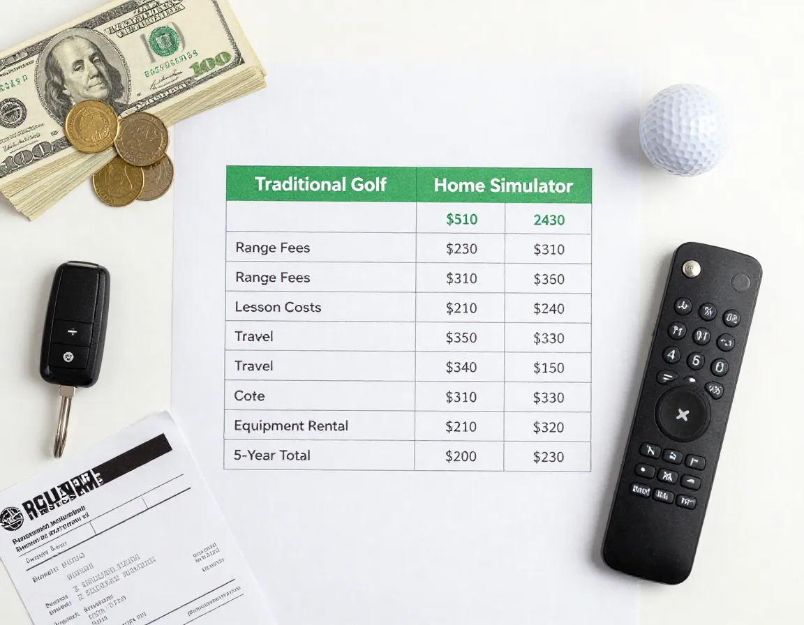 Financial cost comparison chart home simulator versus traditional golf