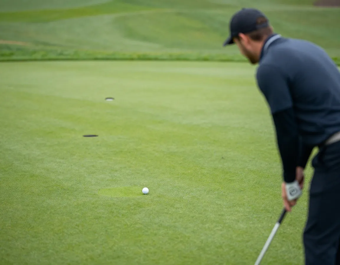 Lag putting distance control golfer visualizing halfway point
