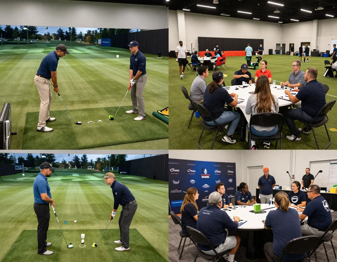 Pga lesson league play corporate event club fitting simulator lounge