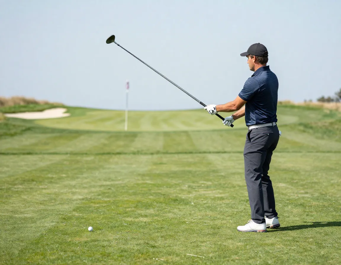 Master the two club rule golfer holding long iron