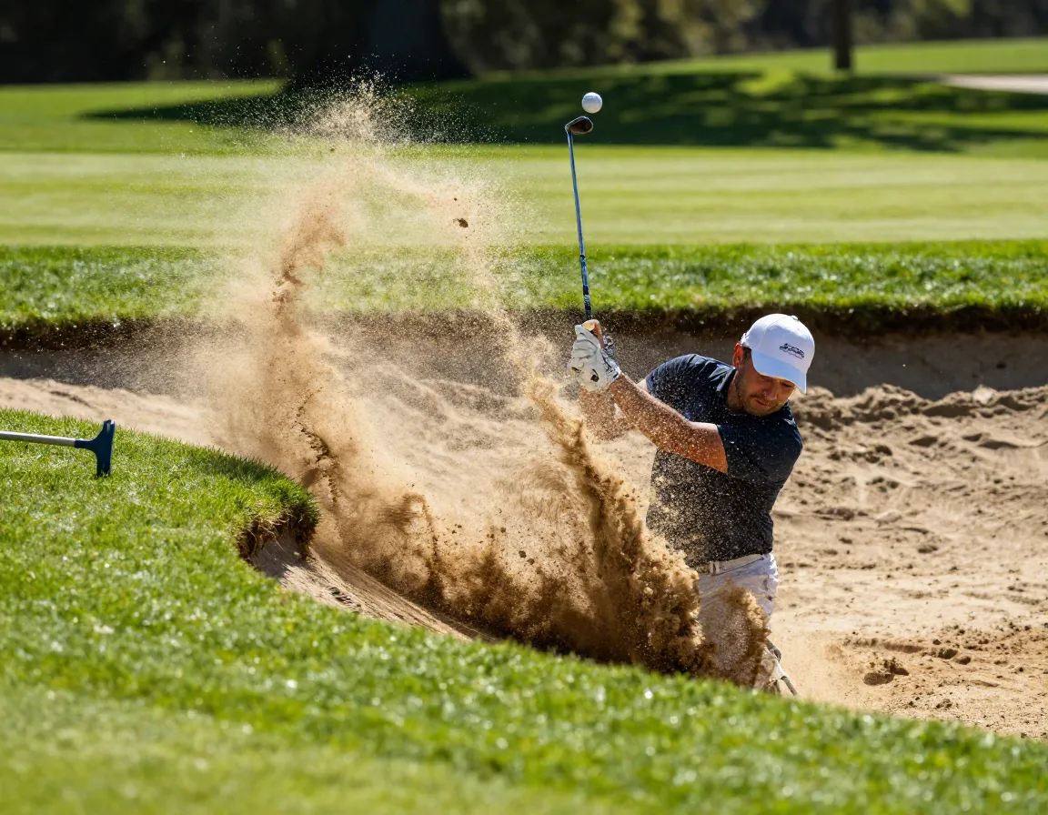 Improve your sand game golfer in greenside bunker splash shot