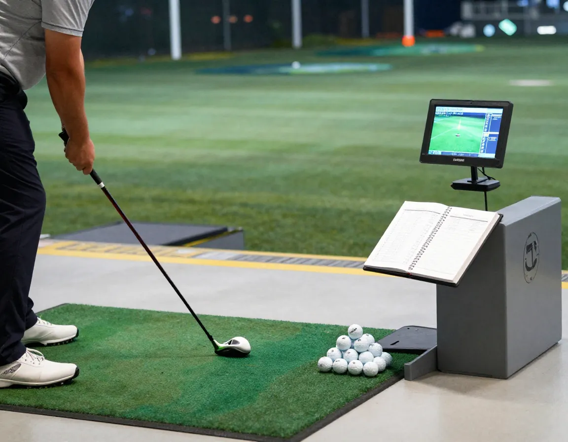 Practice with purpose golfer using structured practice station