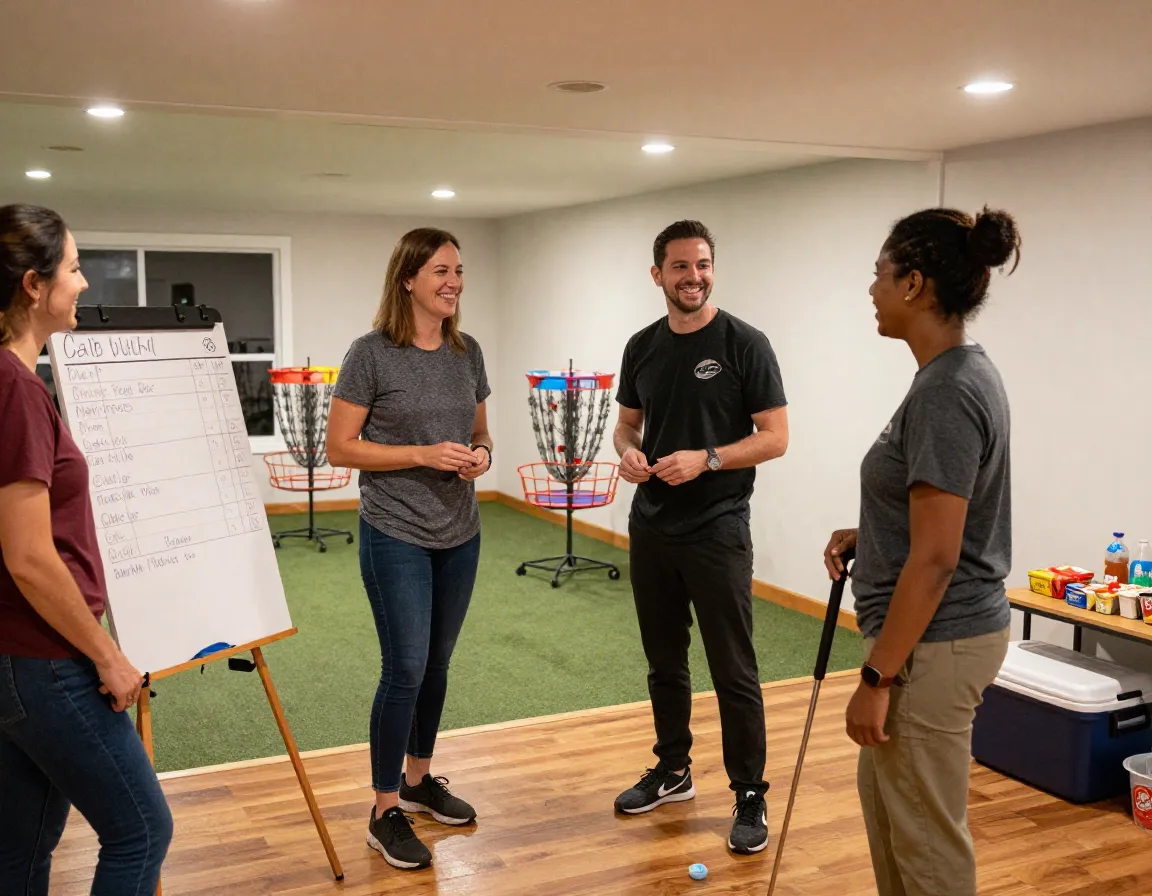 Community basement league setup with group and scoreboard