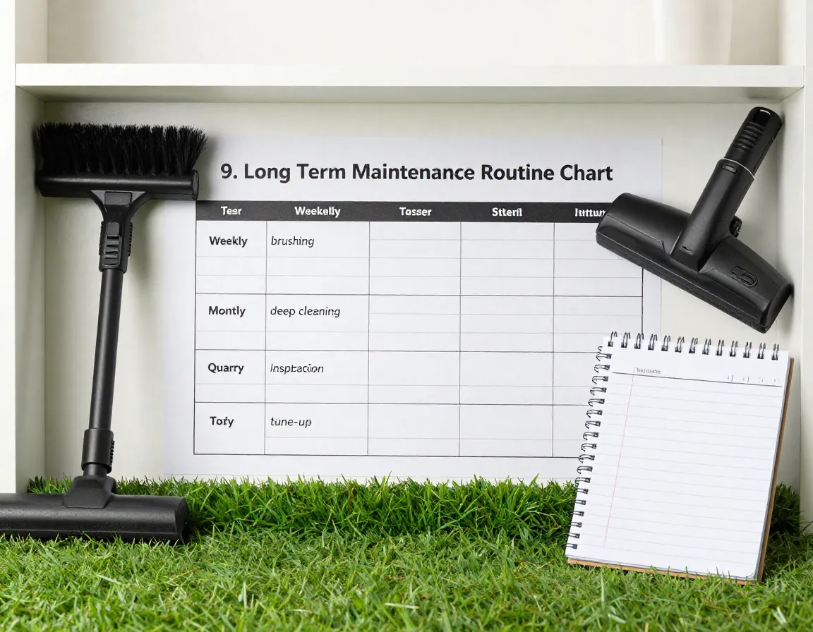 Long term maintenance routine chart for indoor putting green care