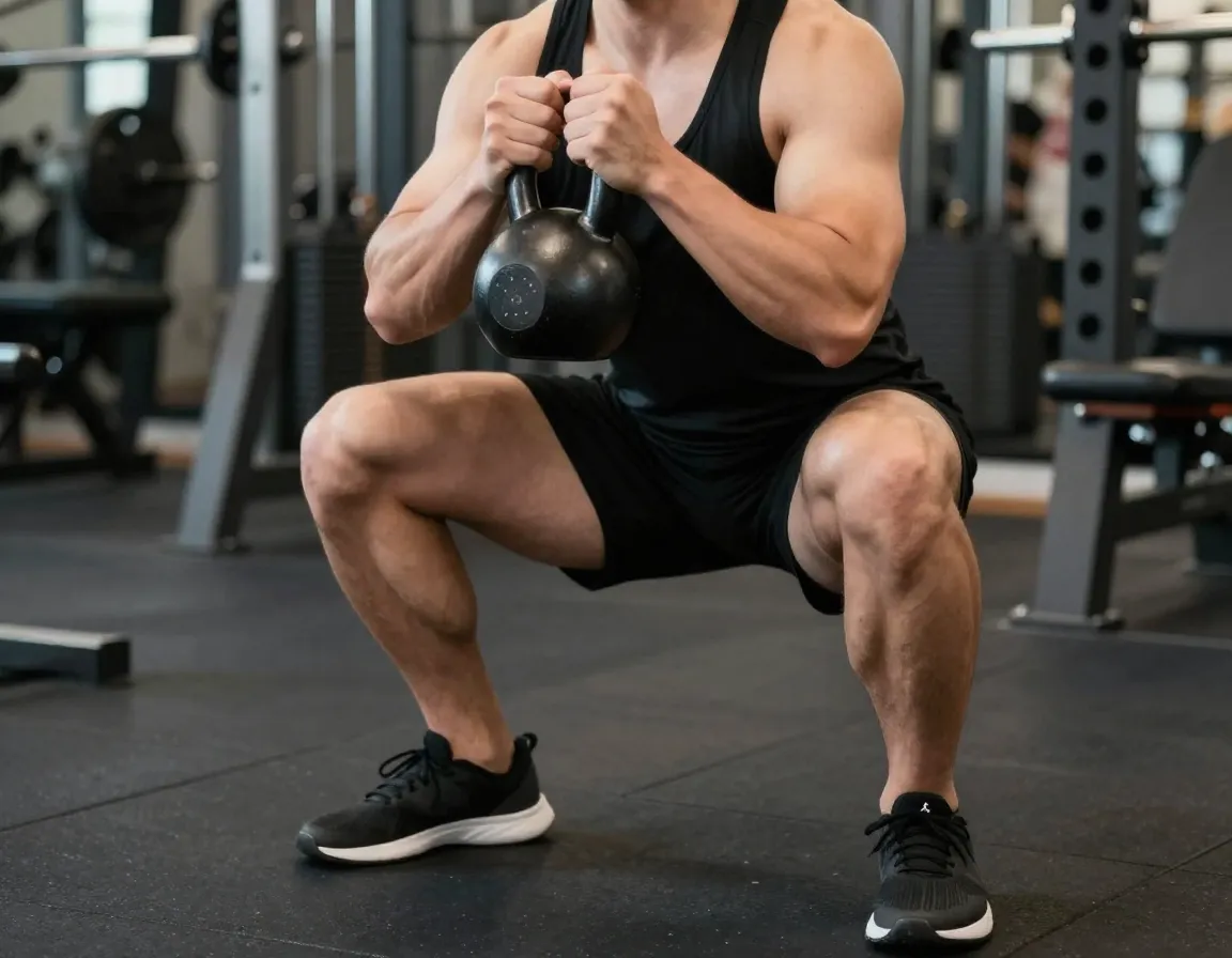 Goblet squat lower body strength exercise