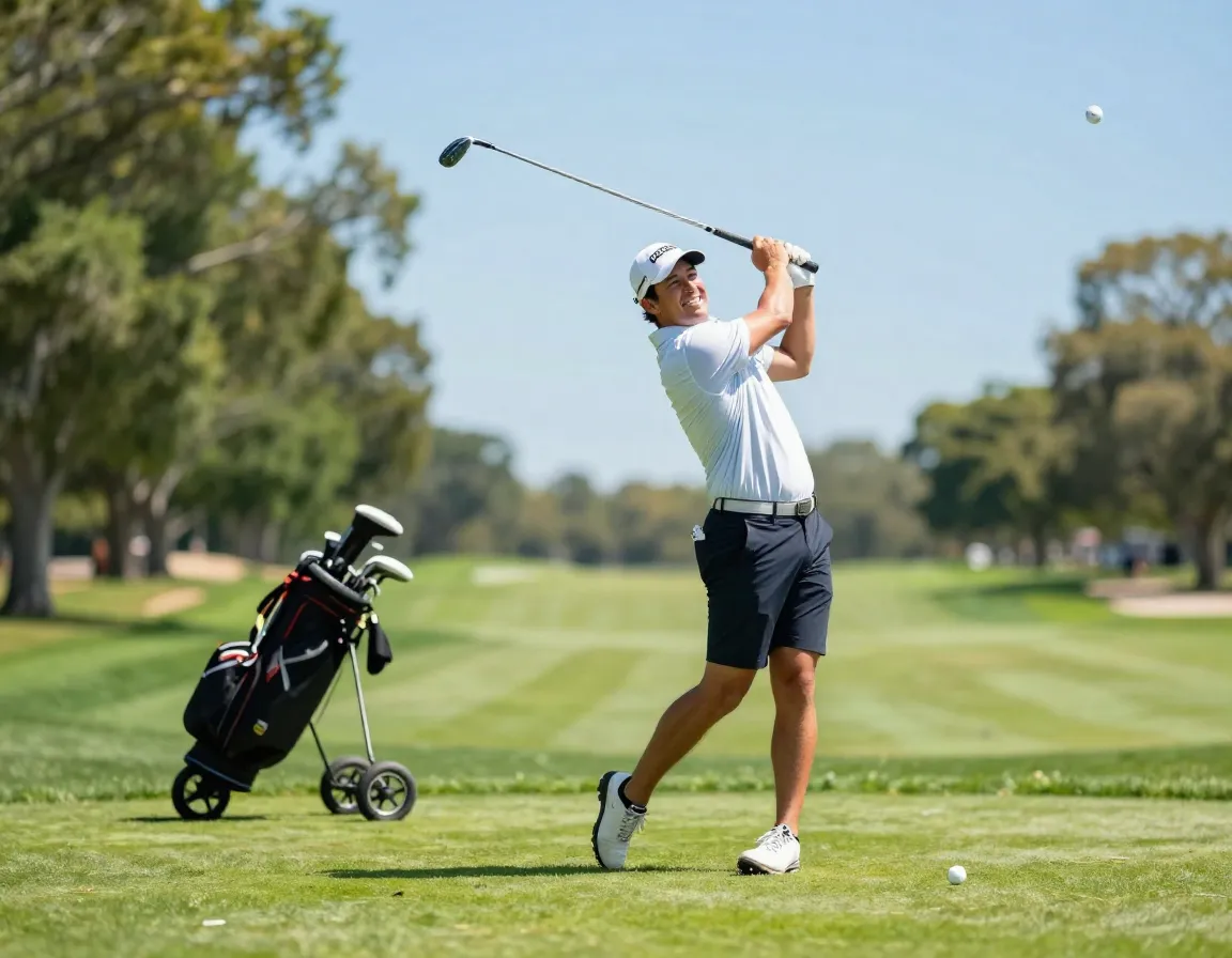 Golfer celebrating successful shot during first confident round