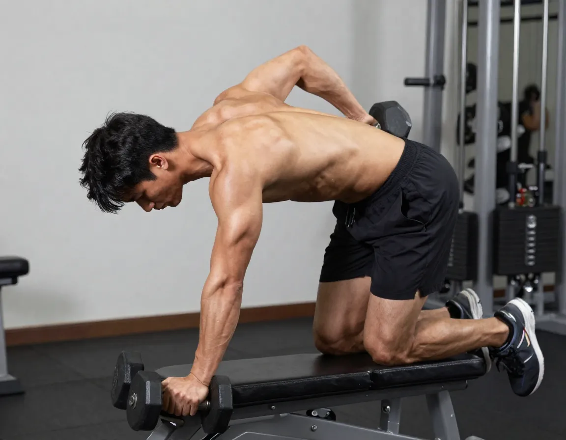Single arm dumbbell row upper body posture