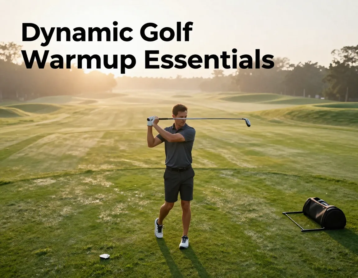 Dynamic golfer torso rotation warmup sunrise practice green
