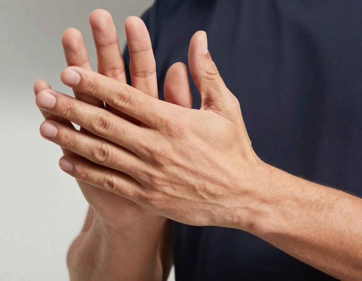 Close up golfer hands wrist forearm activation exercises