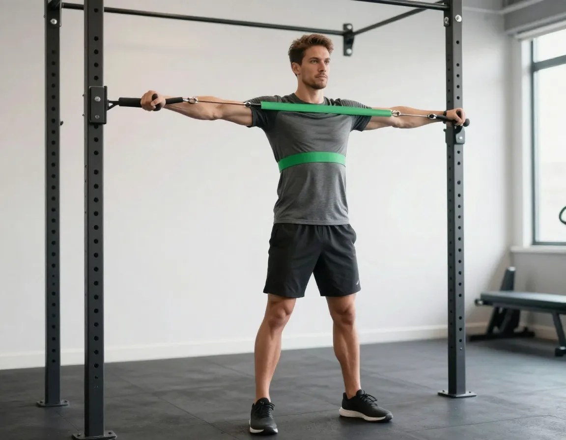 Athlete performing pallof press with resistance band for core stability