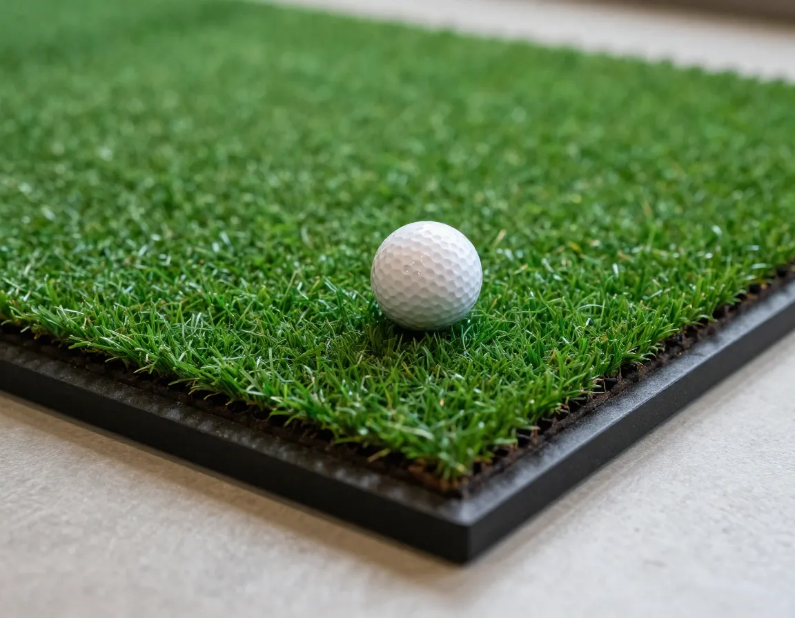Premium multi layer golf mat on clean indoor facility floor