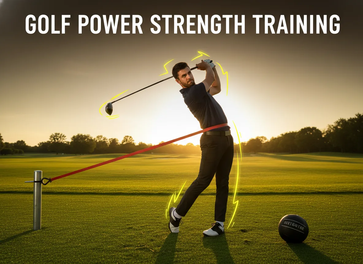 Golfer swing resistance band medicine ball grass driver powerful follow through