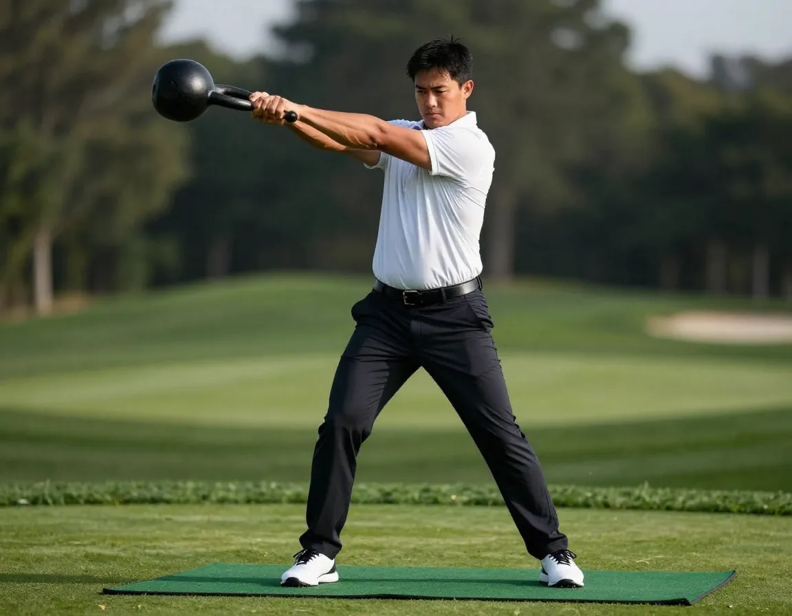 Kettlebell rotational swings sport specific power development for golf