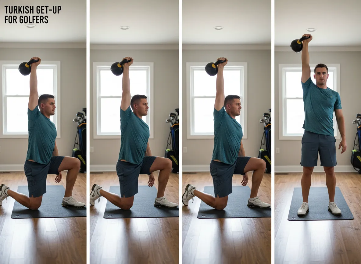 Turkish get up total body integration kettlebell exercise for golfers