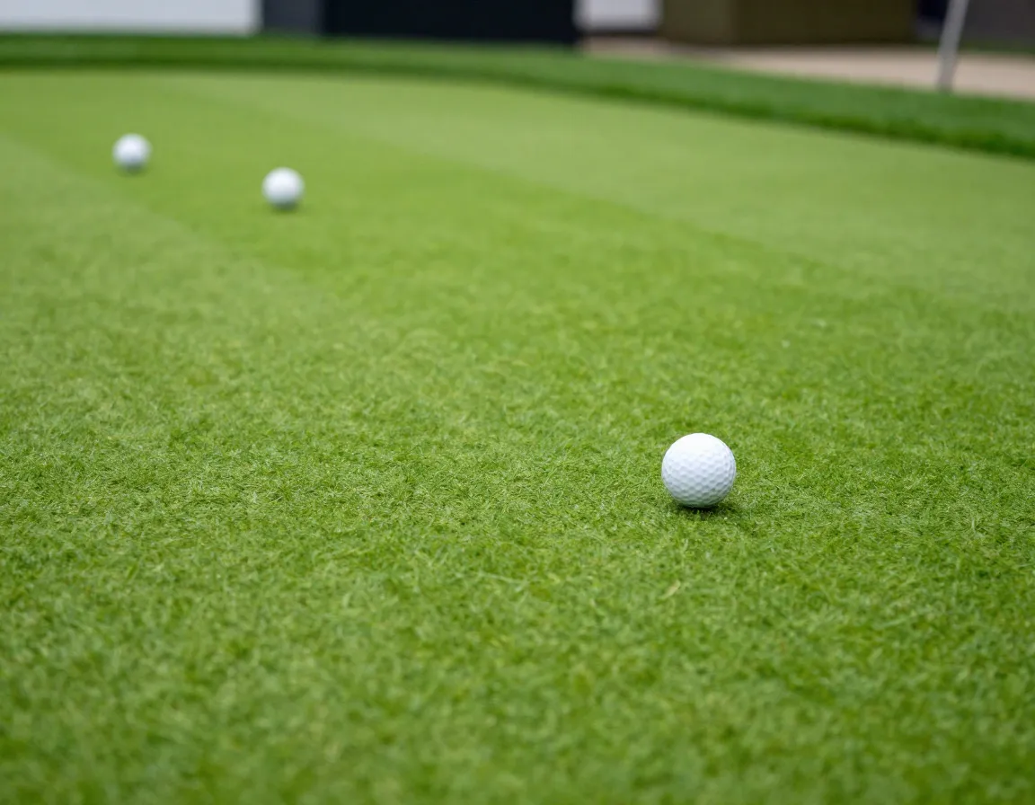 Golf ball rolling consistently on smooth indoor putting green