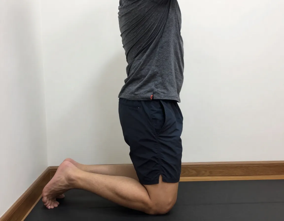 Kneeling hip flexor stretch with wall support