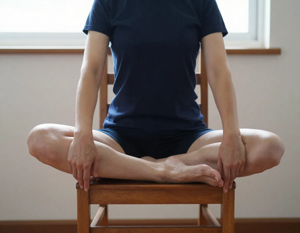Seated figure four stretch in chair for hips