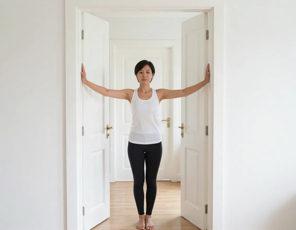Doorway chest opening stretch for posture