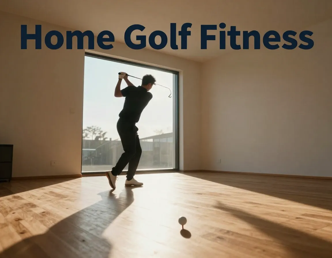 Silhouette golfer swing home morning light minimalist core strength