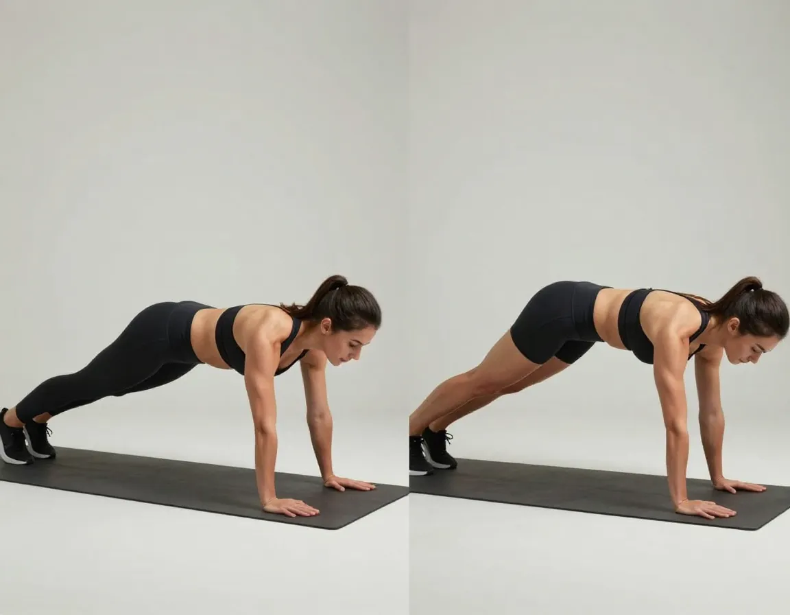 Front plank and side plank variations on exercise mat