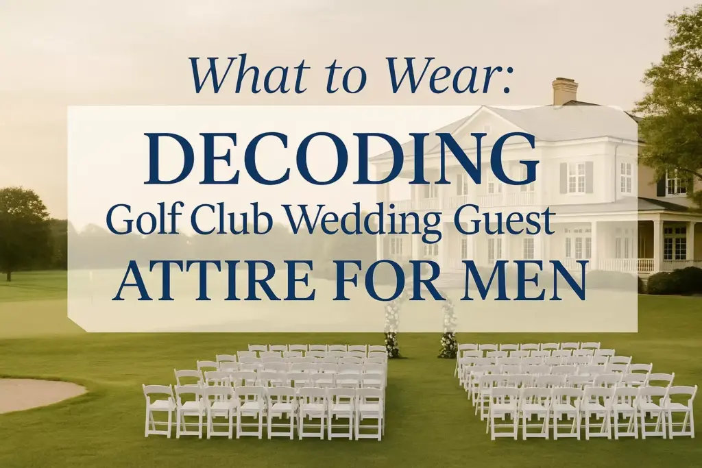 What to Wear: Decoding Golf Club Wedding Guest Attire for Men on an outdoor wedding setup.