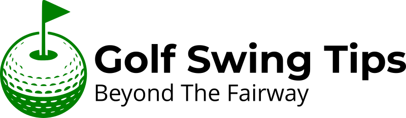 Logo with a golf ball and flag, with text: Golf Swing Tips Beyond The Fairway.