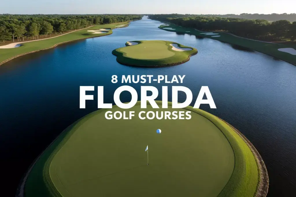 Aerial Drone Shot Of Tpc Sawgrass Island Green With Ball In Flight