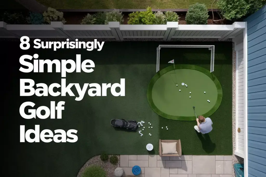 Aerial View Diy Backyard Putting Green And Practice Net For Budget Golf Enthusiasts