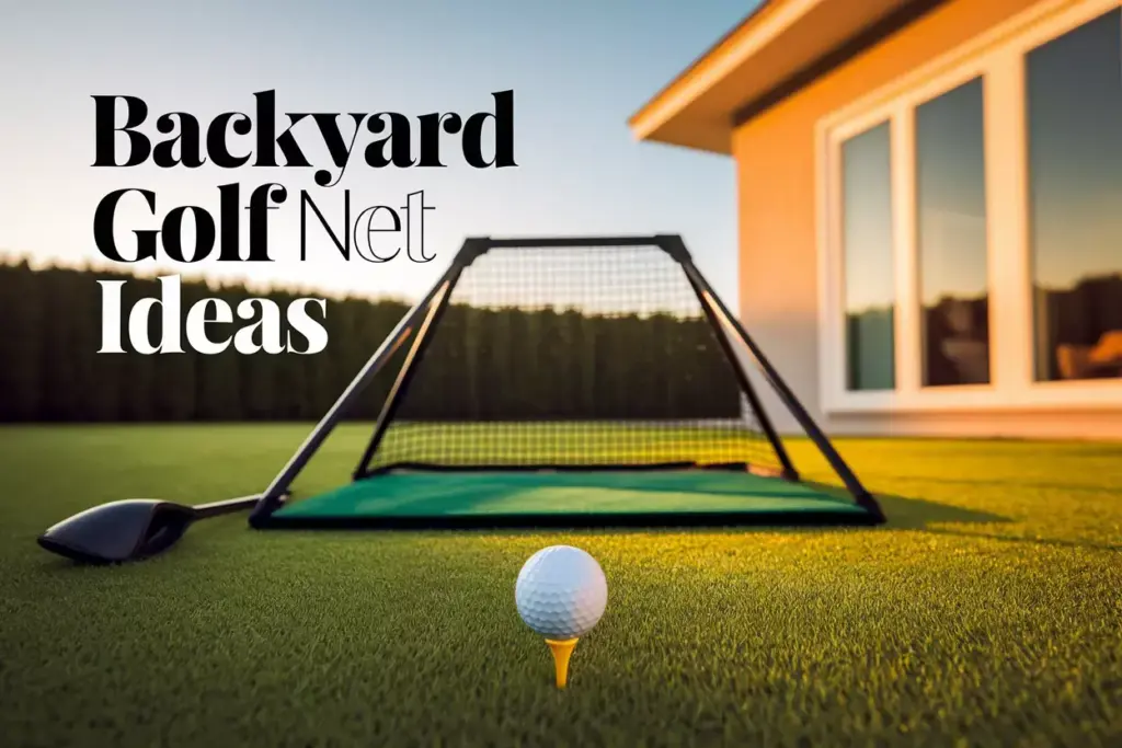 Backyard Golf Practice With Portable Net Safety And Peaceful Suburban Setting
