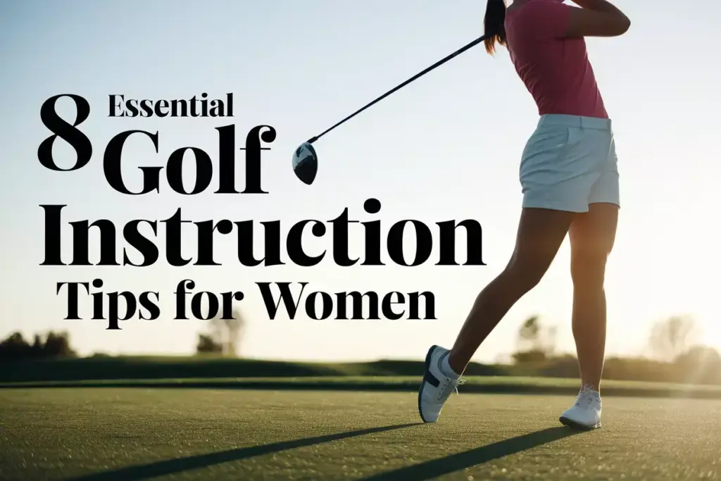 Close Up Of Woman Golfer In Perfect Swing Follow Through On Sunlit Driving Range