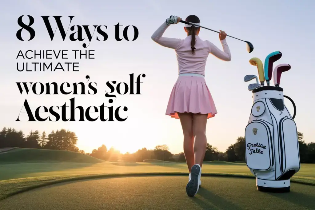 Confident Female Golfer In Pastel Attire With Premium Gear On Sunrise First Tee Wide Angle