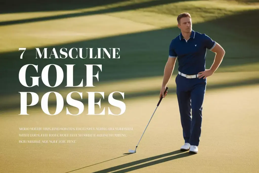 Confident Masculine Golfer Classic Address Pose On Sunlit Green With Ample Text Space