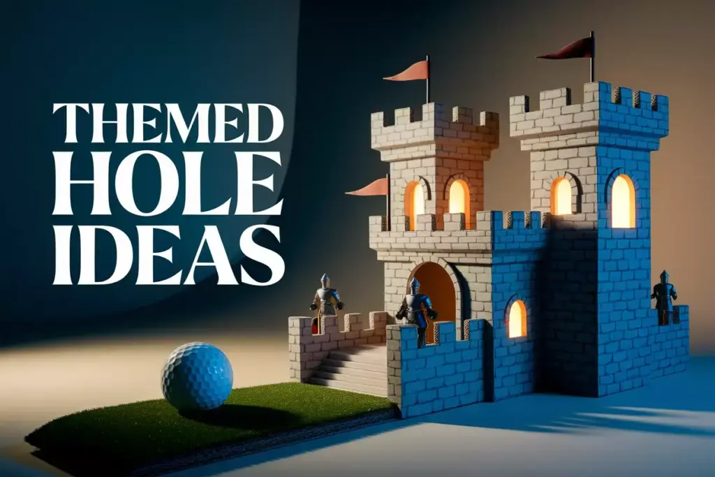 Detailed Medieval Castle Diy Mini Golf Hole Decoration With Led Lights
