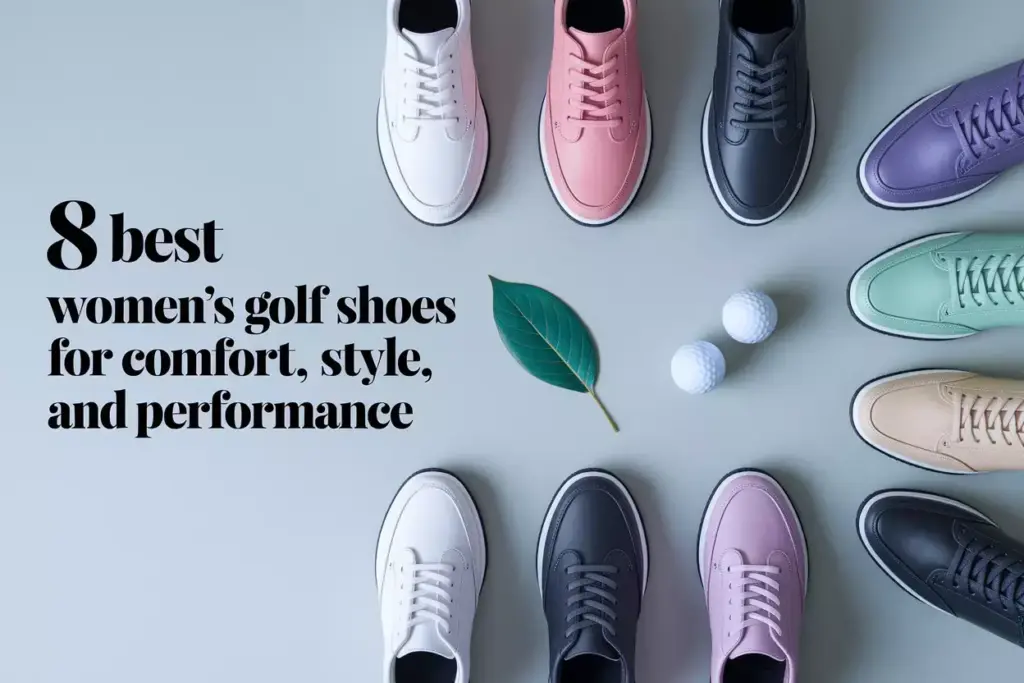 Eight Modern Womens Golf Shoes In Grid On Clean Background For Style Guide