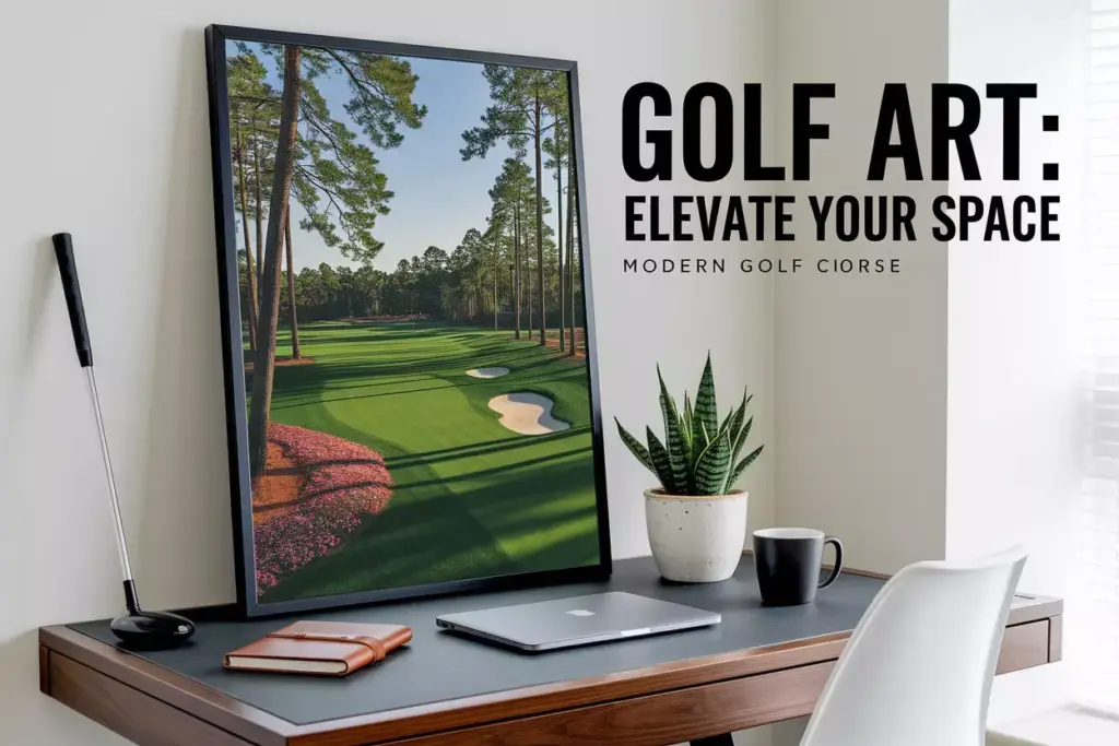 Elevate Your Office With Augusta National Golf Print On Clean Desk