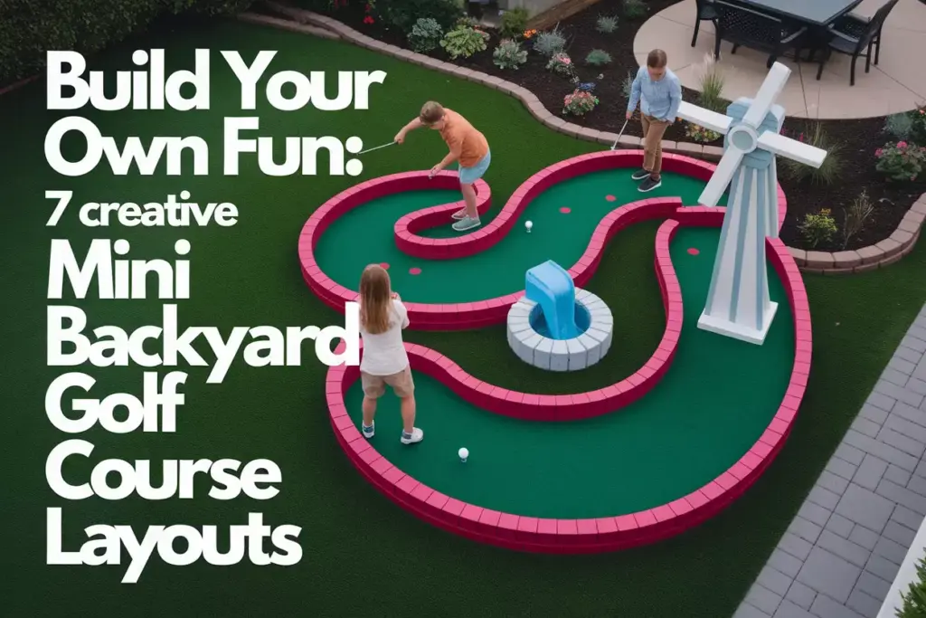 Family Building Diy Mini Golf Course With Windmill Spiral Ramp In Sunny Backyard
