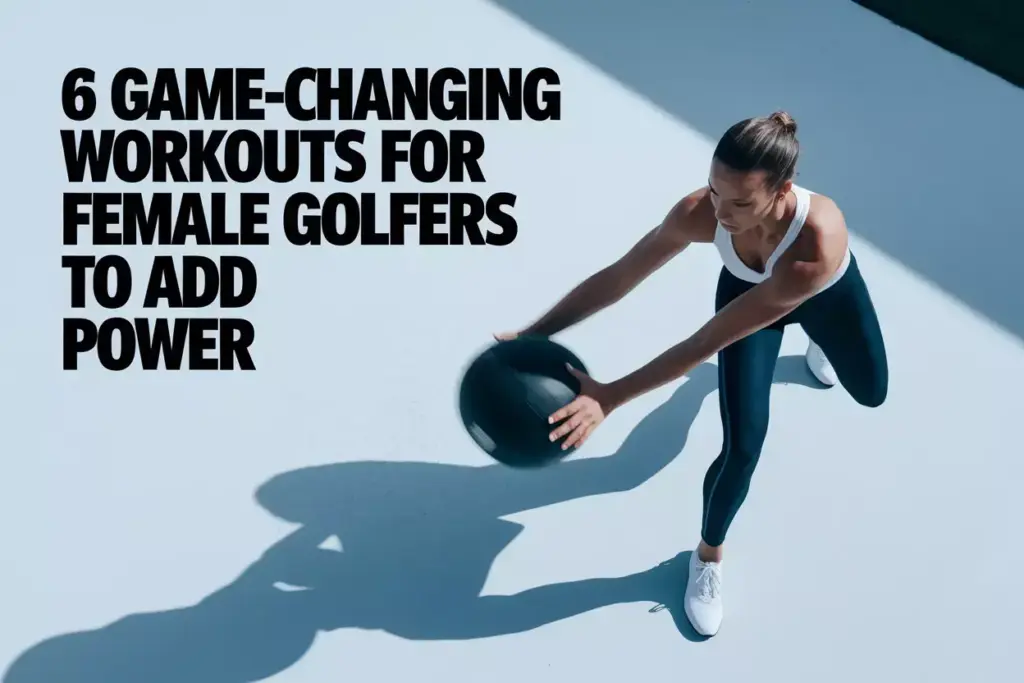 Female Golfer Mid Rotation Explosive Medicine Ball Slam Clean Modern Training Space