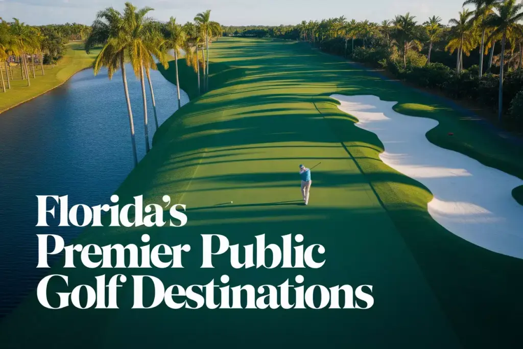 Florida Golf Aerial View Manicured Fairway Palm Trees Championship Course