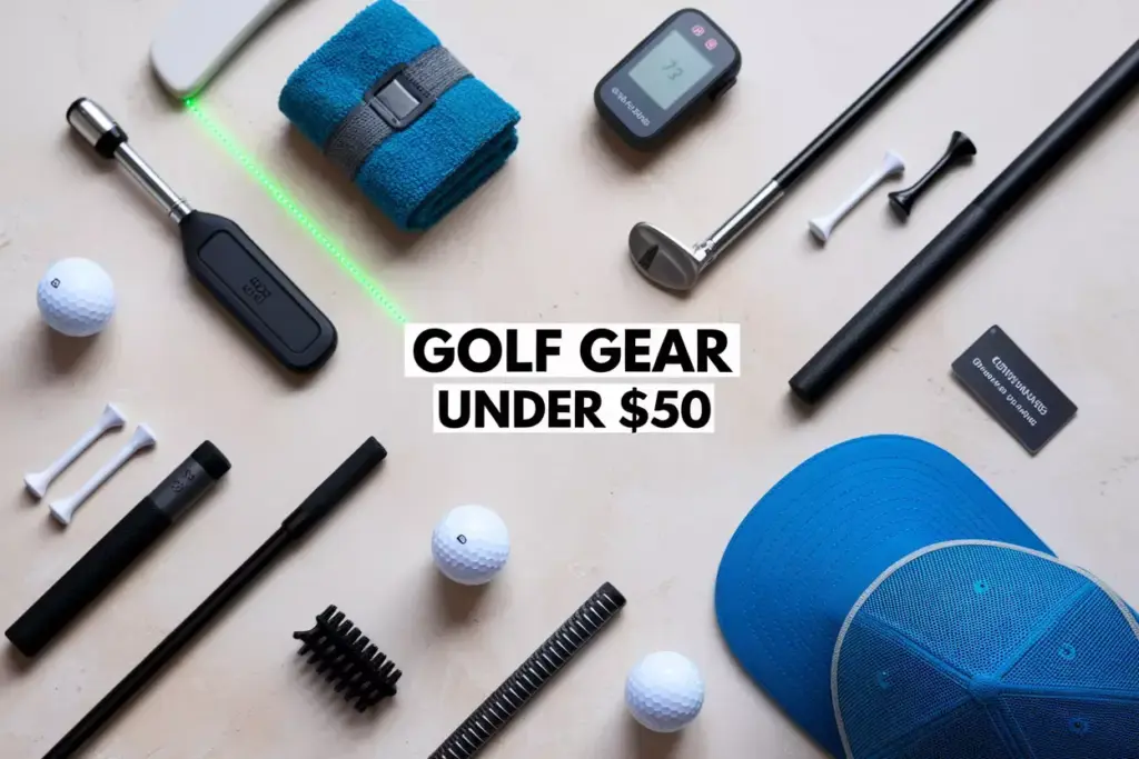 Golf Accessories Under Fifty Dollars Arranged In Clean Flat Lay