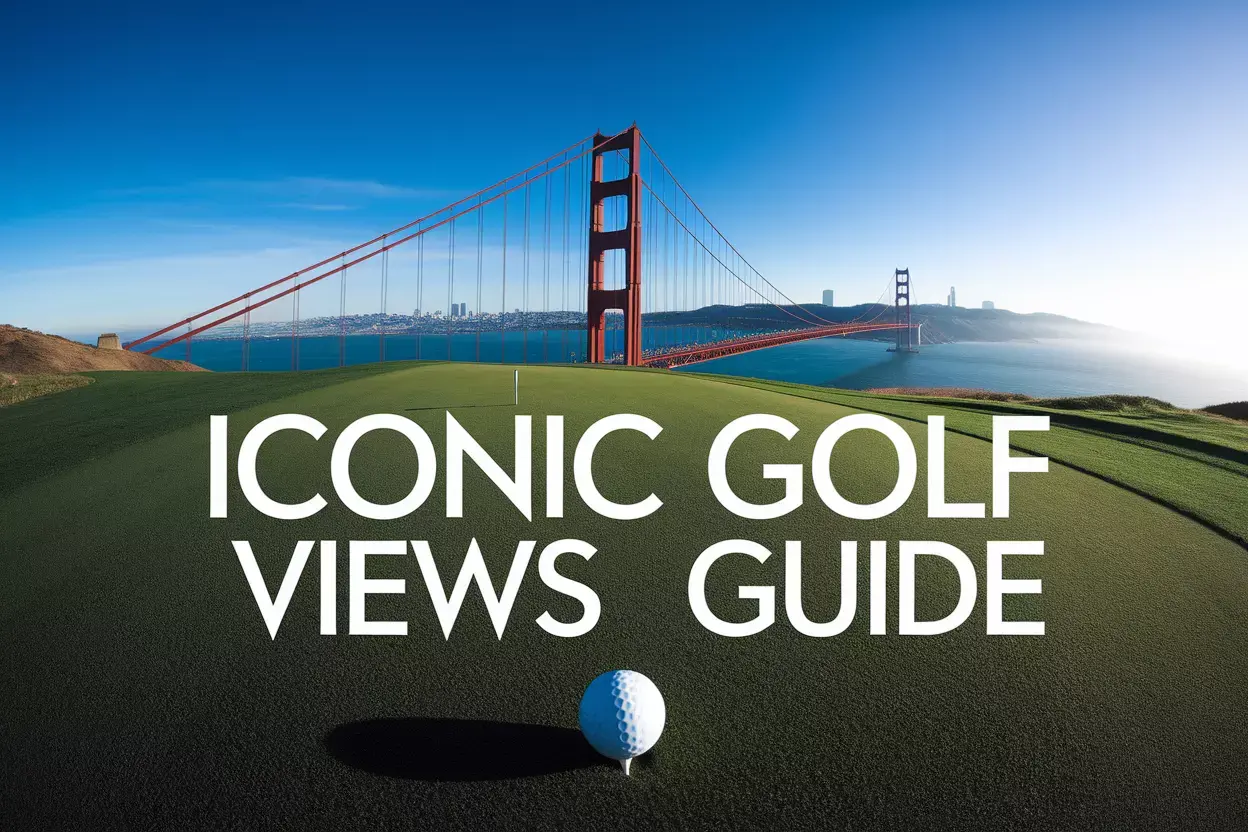 Golf Ball Tee Fairway Leading To Golden Gate Bridge Drone View
