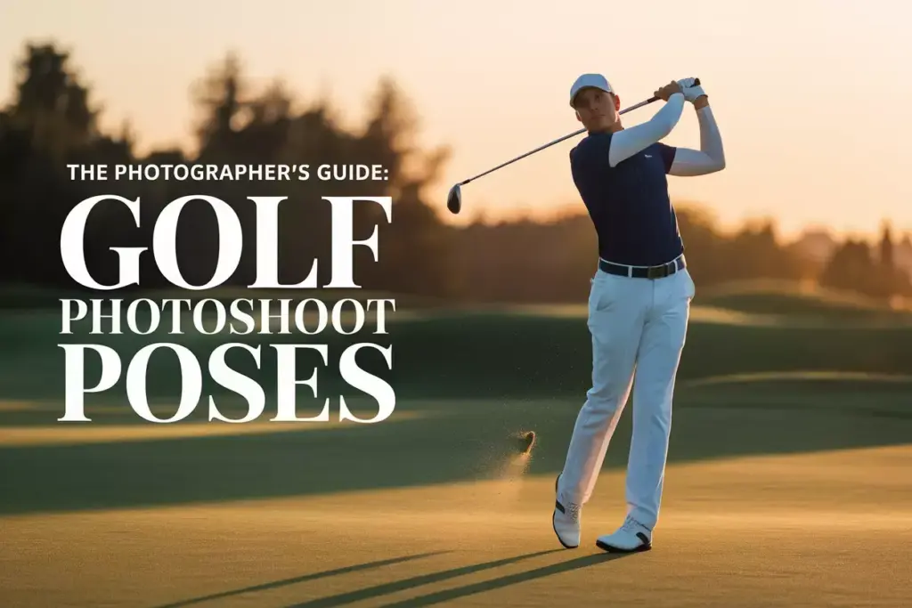 Golfer Golden Hour Follow Through Pose On Fairway With Ample Text Space