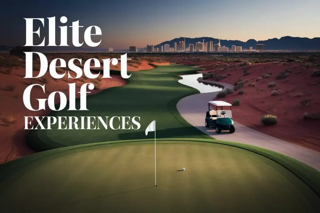 High Angle Aerial View Luxury Desert Golf Course Las Vegas Skyline Backdrop