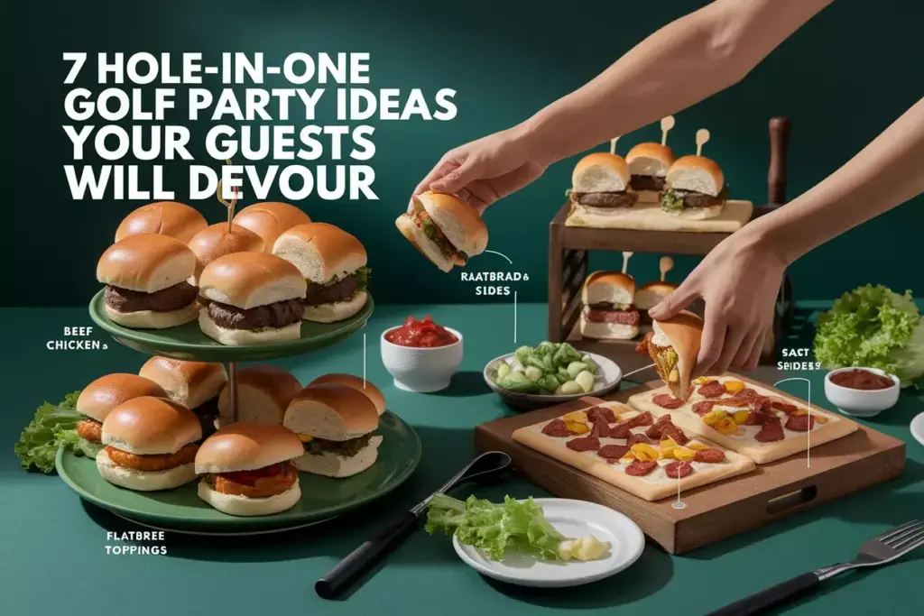 Lively Golf Party Main Course Station With Sliders Flatbread Pizza And Condiments