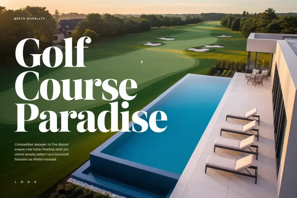 Luxury Infinity Pool Seamlessly Merging With Manicured Golf Fairway At Sunset