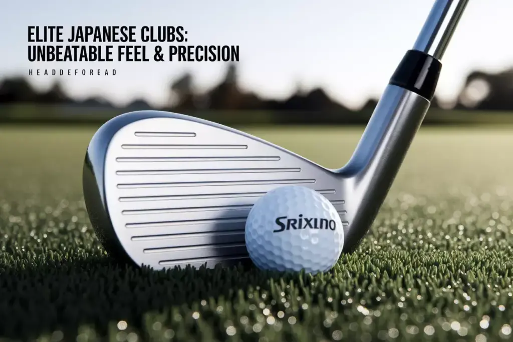 Macro Forged Iron Clubhead On Dewy Golf Course Green Morning Light