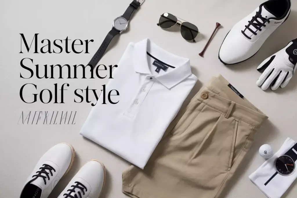 Master Summer Golf Style Essentials Flat Lay On Light Surface