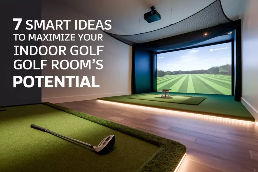 Modern Indoor Golf Room Simulator Putting Green Modular Flooring Multi Functional Design